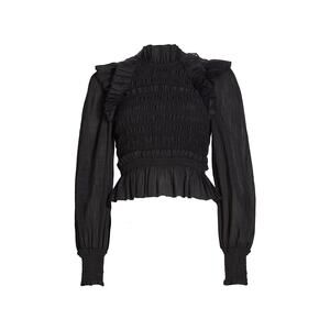 Sea 'Pasha' Black Polyester Pleated Smocked Top M